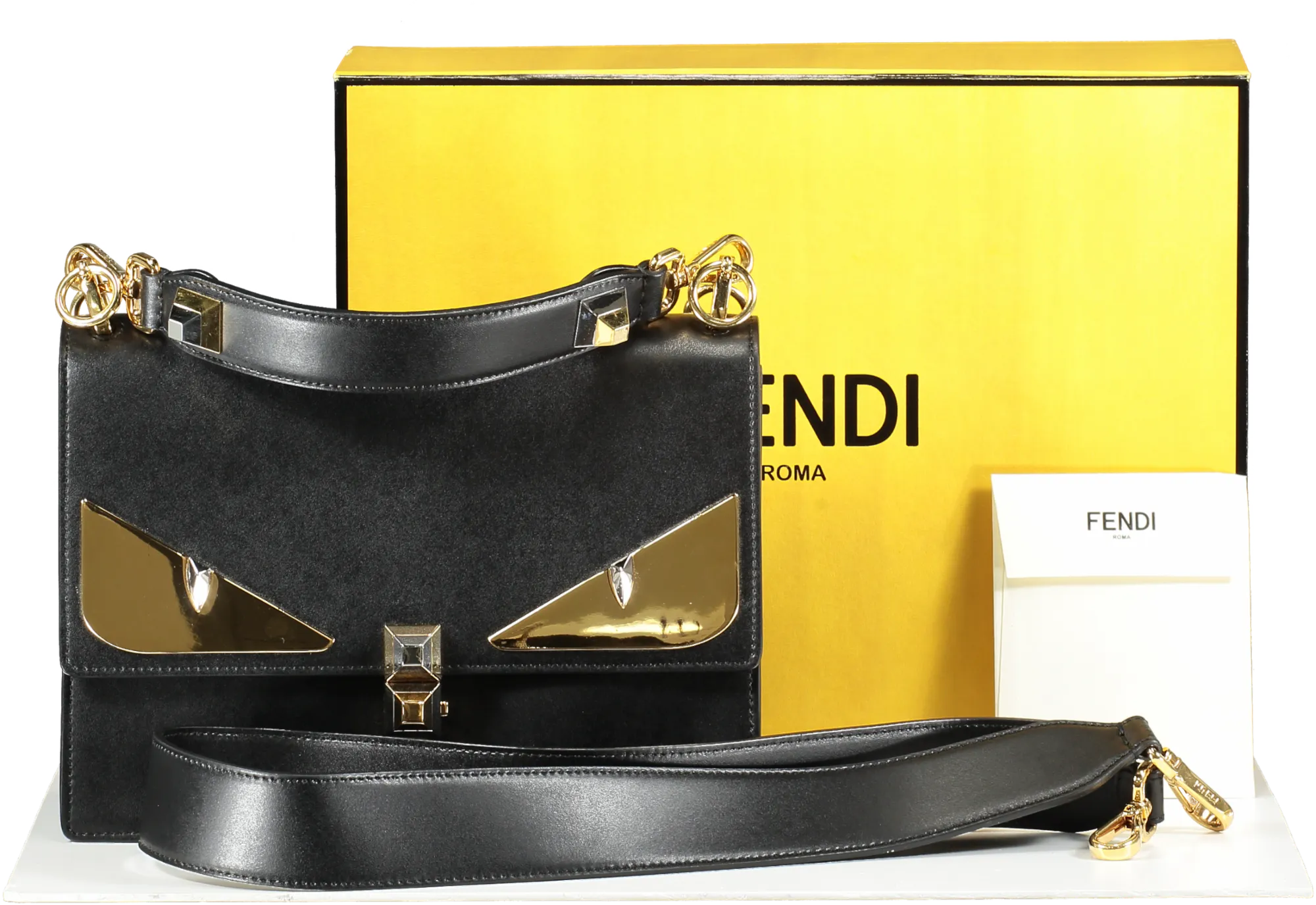 Fendi Black Monster Eyes Kan I Medium Handbag