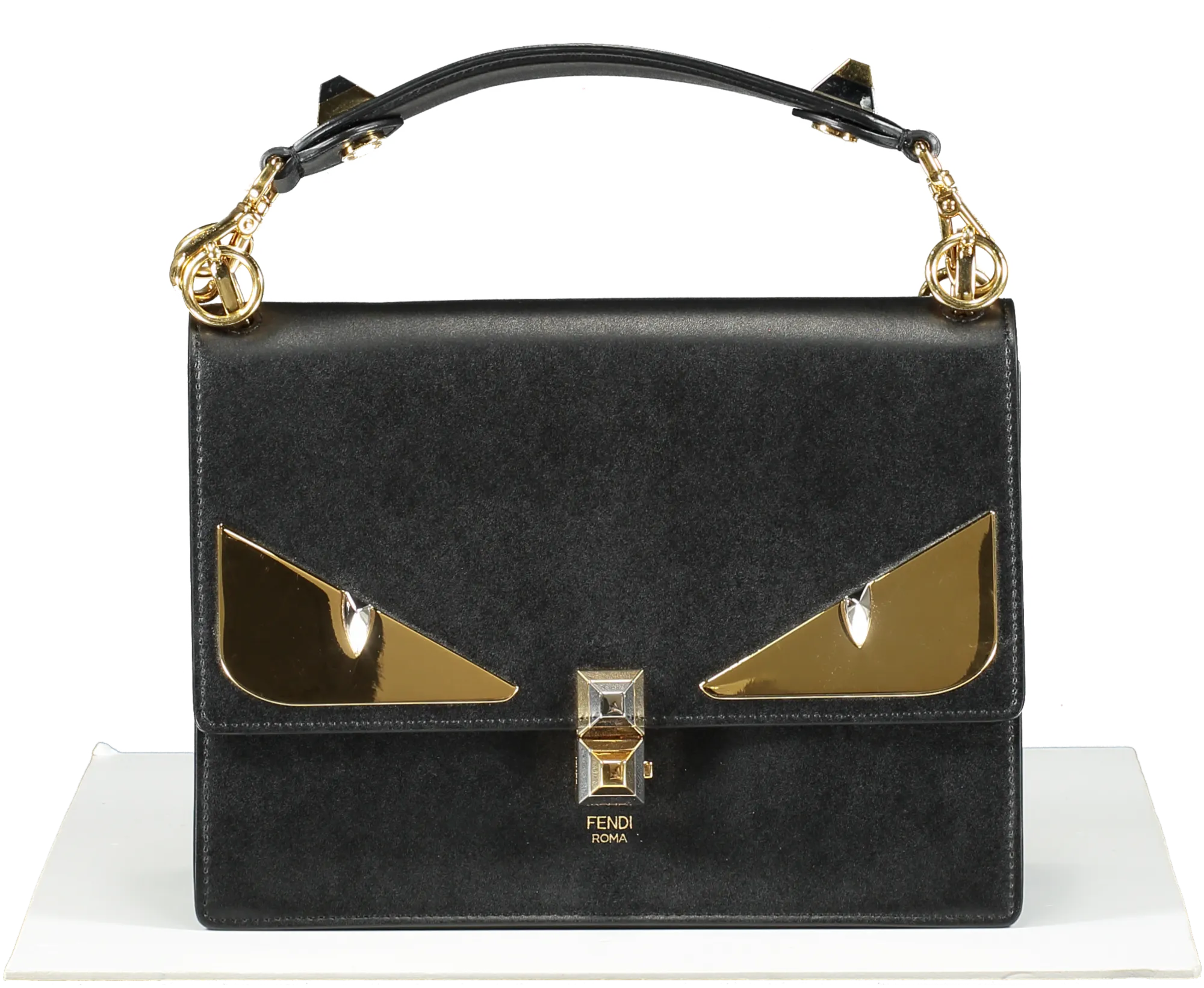 Fendi Black Monster Eyes Kan I Medium Handbag