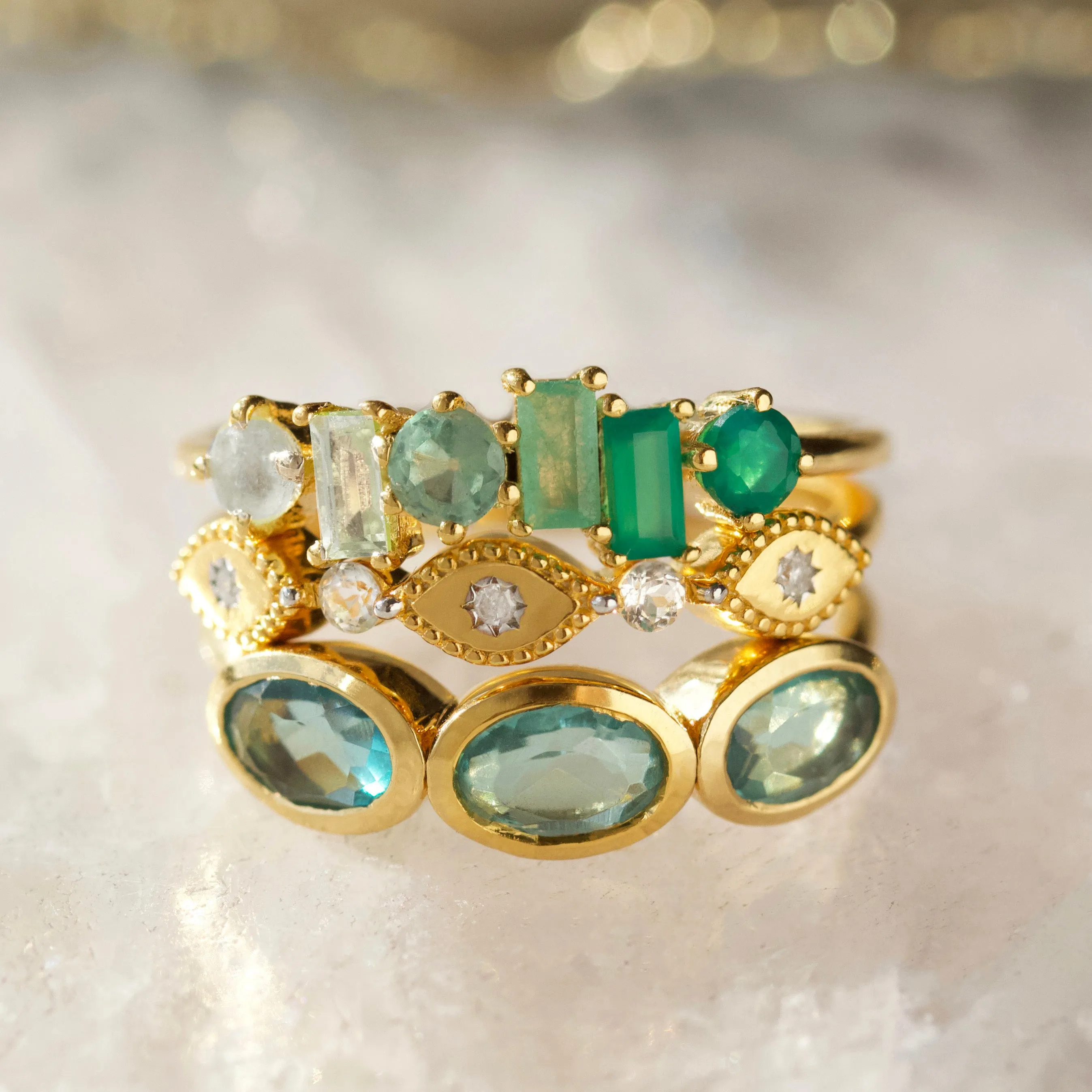 Green Gemstone Ombre Ring