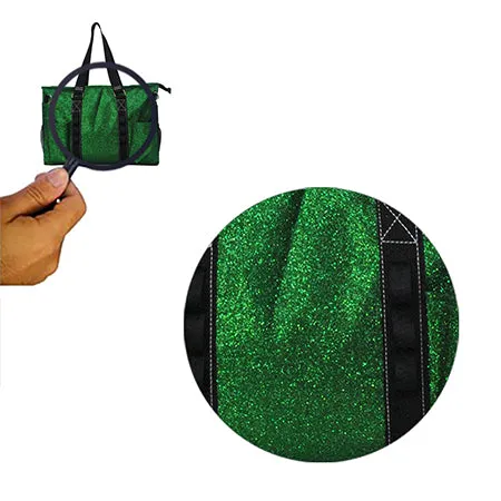 Green Glitter NGIL Zippered Lined Caddy Organizer Tote Bag