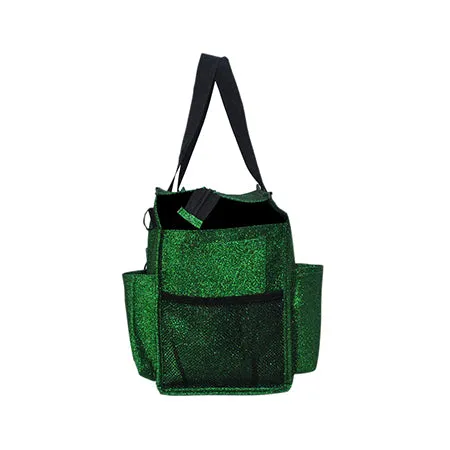 Green Glitter NGIL Zippered Lined Caddy Organizer Tote Bag