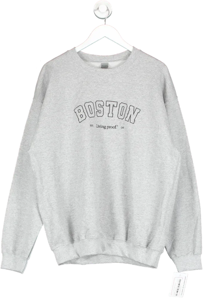 Grey Boston Slogan Sweatshirt UK L