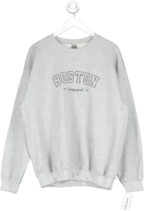 Grey Boston Slogan Sweatshirt UK L