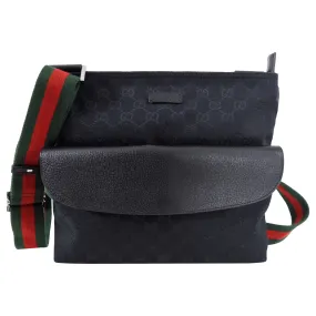 Gucci Black Monogram Canvas and Leather Messenger Bag