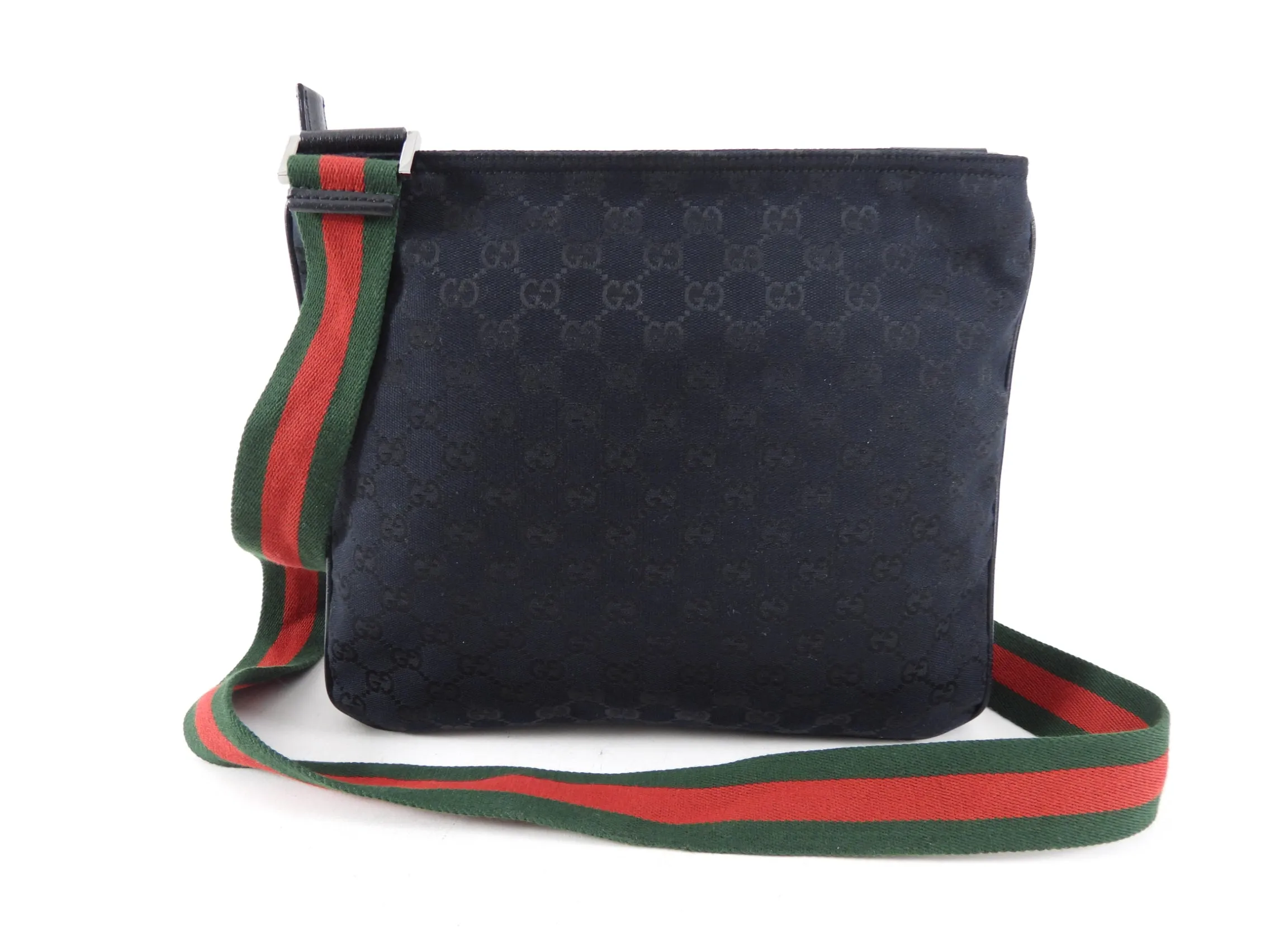 Gucci Black Monogram Canvas and Leather Messenger Bag