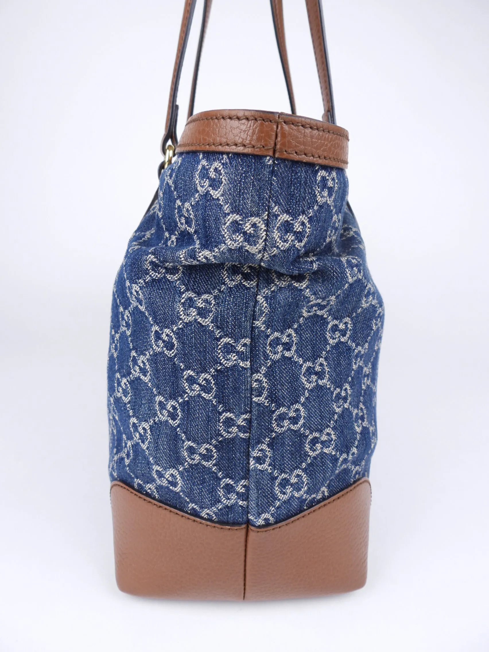 Gucci Blue Monogram Denim Medium Ophidia GG Tote Bag