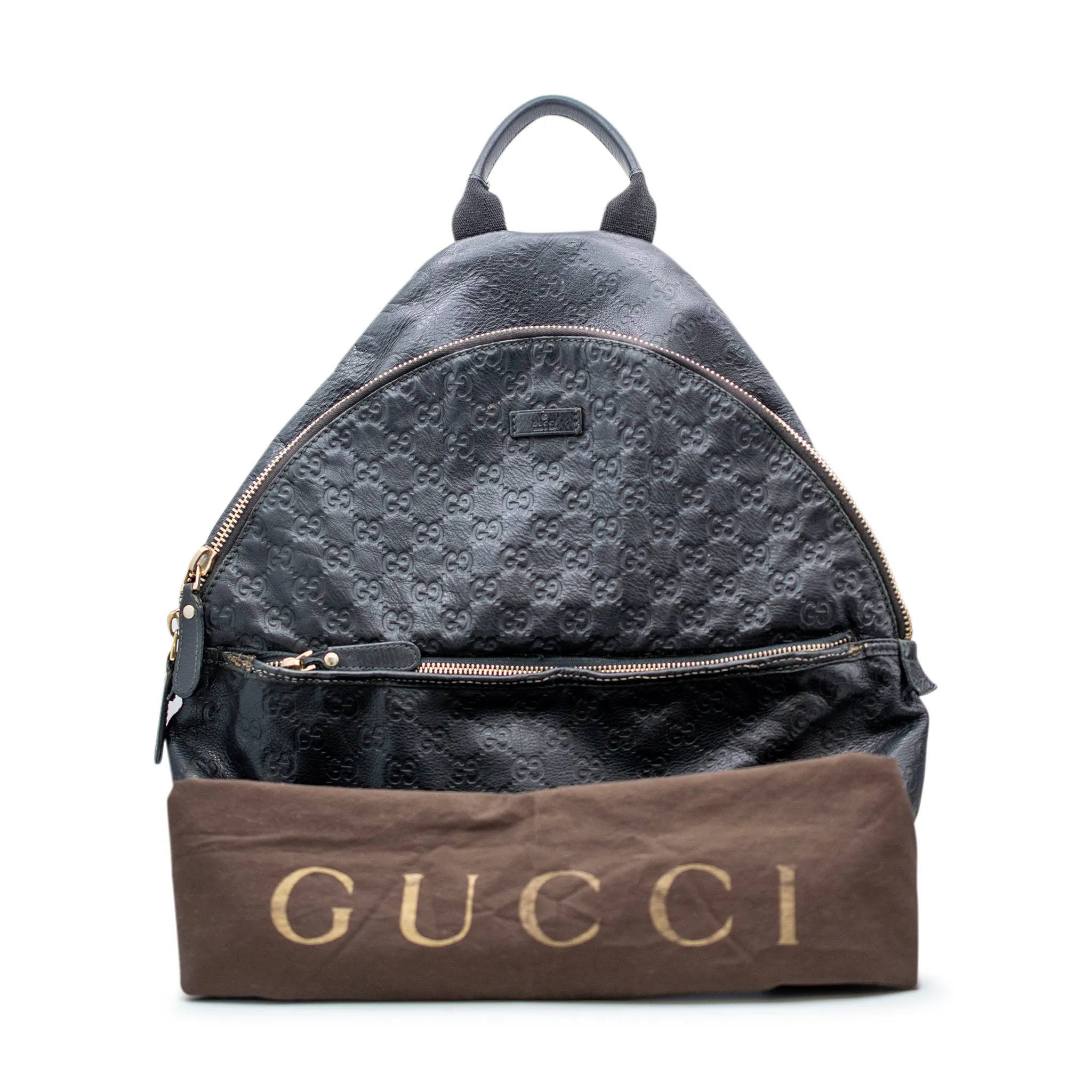 Gucci Guccissima 246414 Black Leather Men's Top Handle Backpack