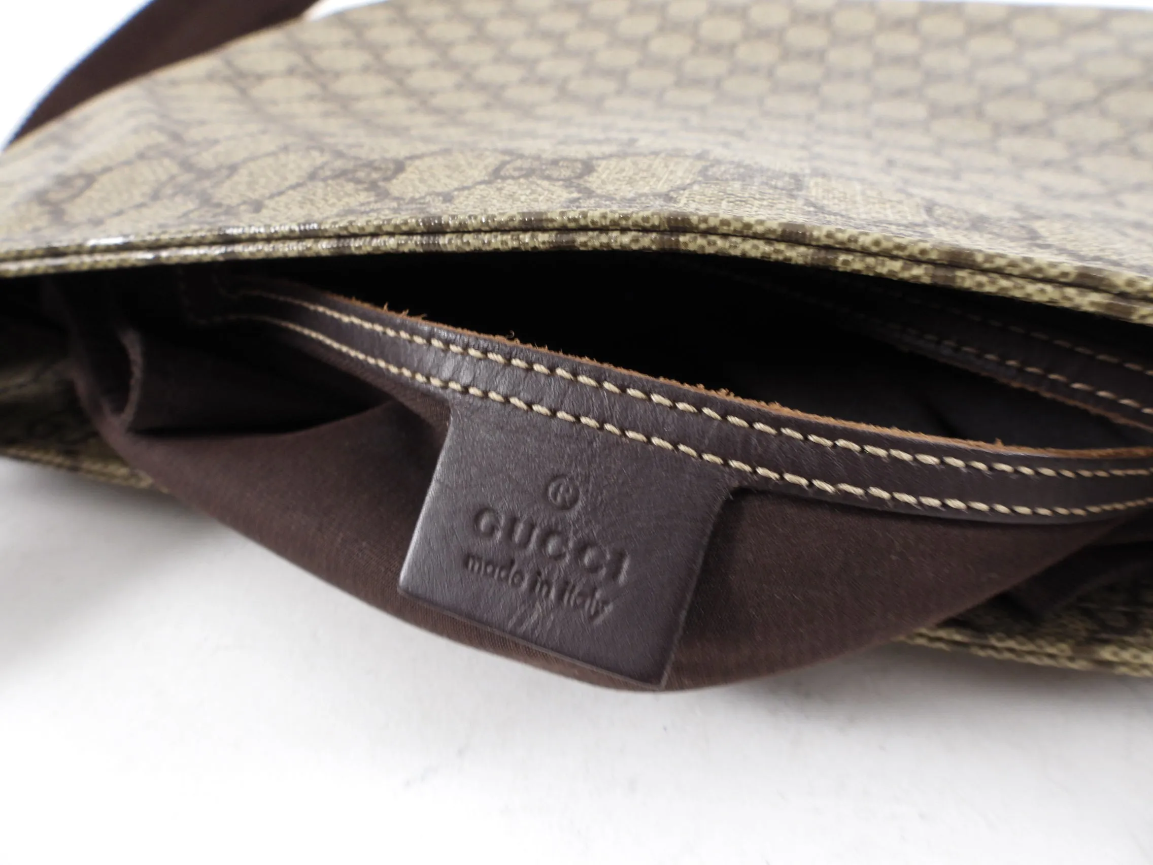 Gucci Monogram Supreme Brown Messenger Bag