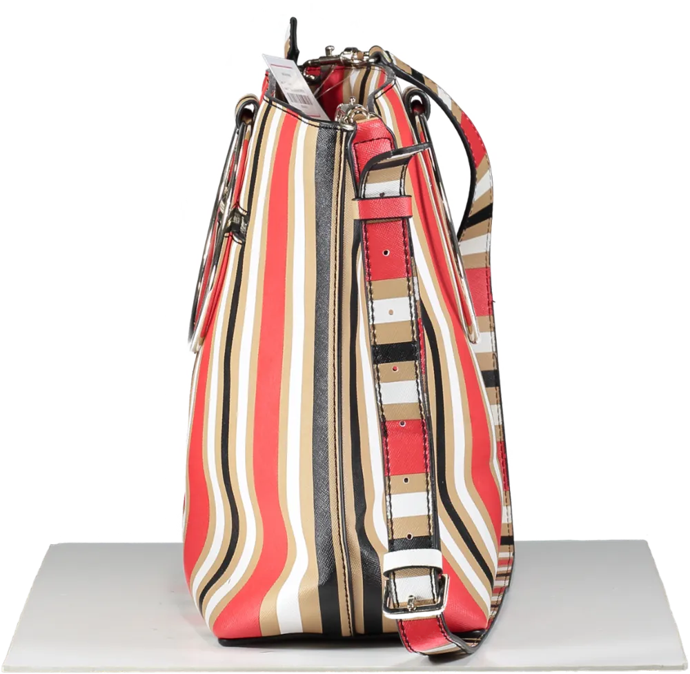 Guess Red Multi Stripe Handbag One Size