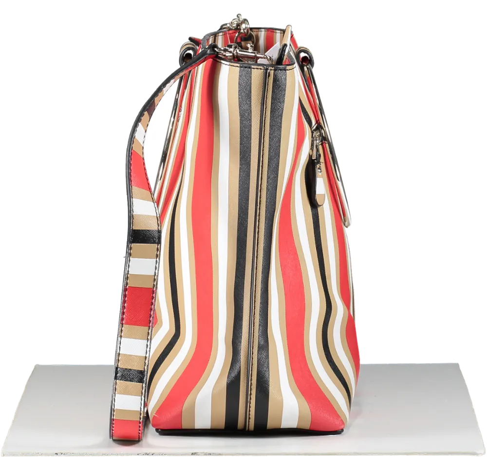 Guess Red Multi Stripe Handbag One Size