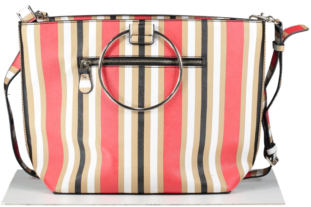 Guess Red Multi Stripe Handbag One Size