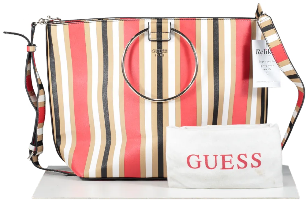 Guess Red Multi Stripe Handbag One Size