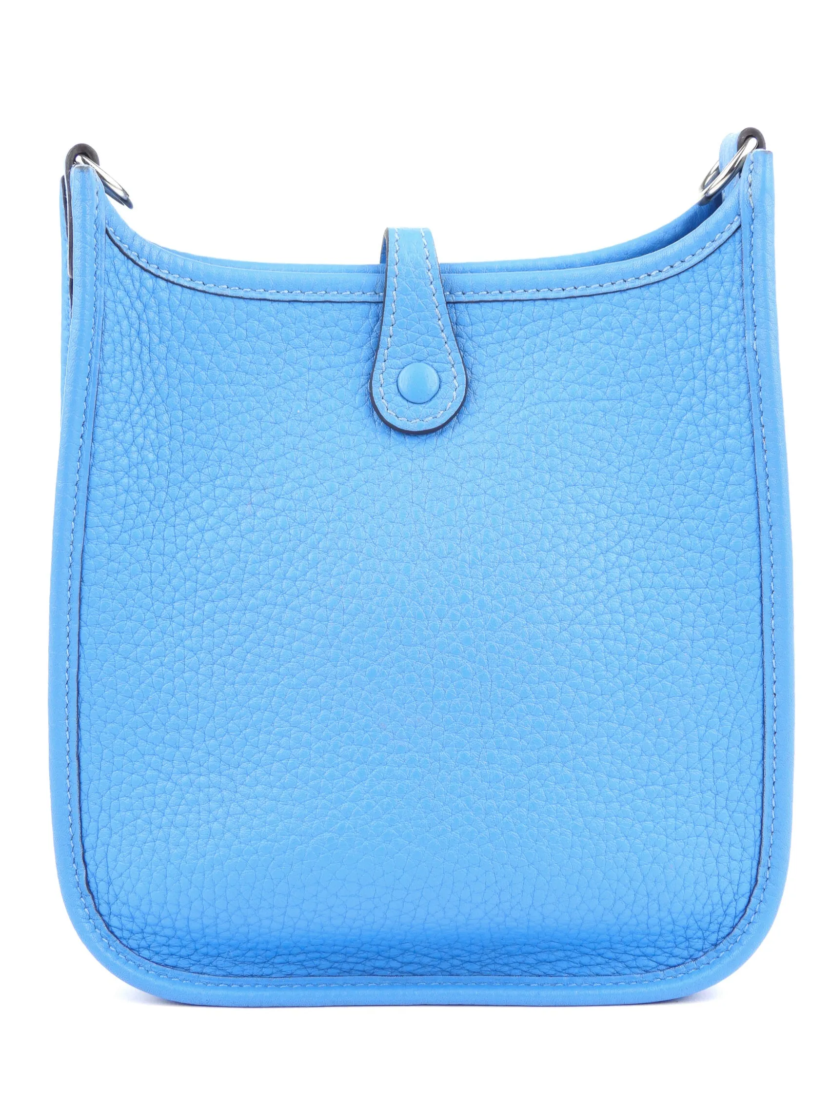 Hermes Blue Clemence Leather Evelyne TPM Mini Crossbody Messenger Bag