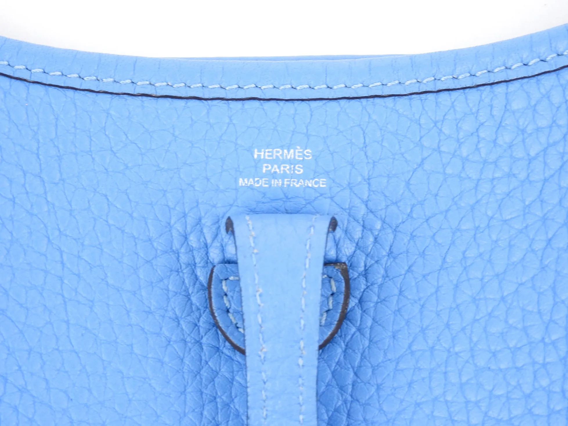 Hermes Blue Clemence Leather Evelyne TPM Mini Crossbody Messenger Bag