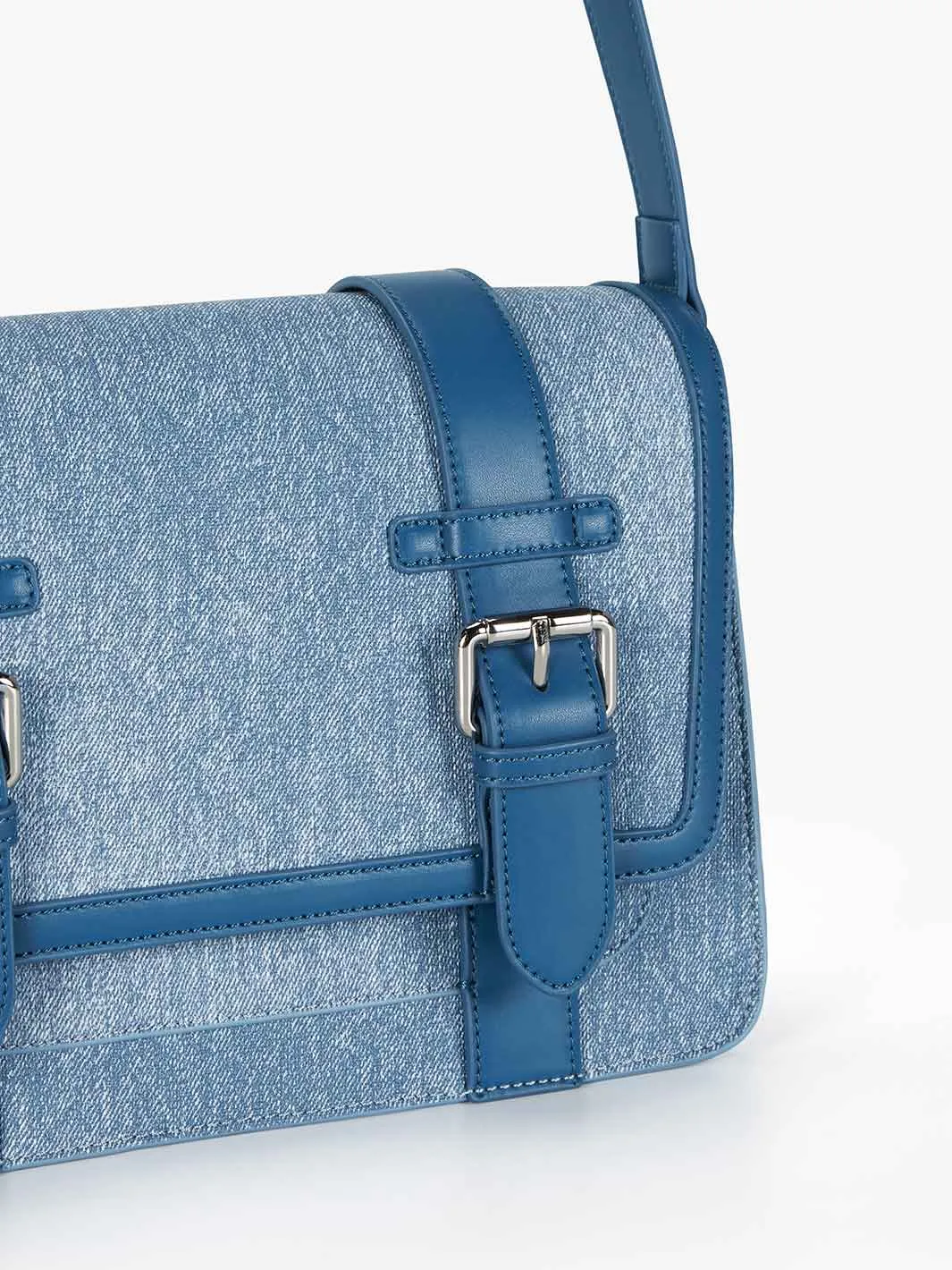 Jane Messenger Bag- Denim Leather