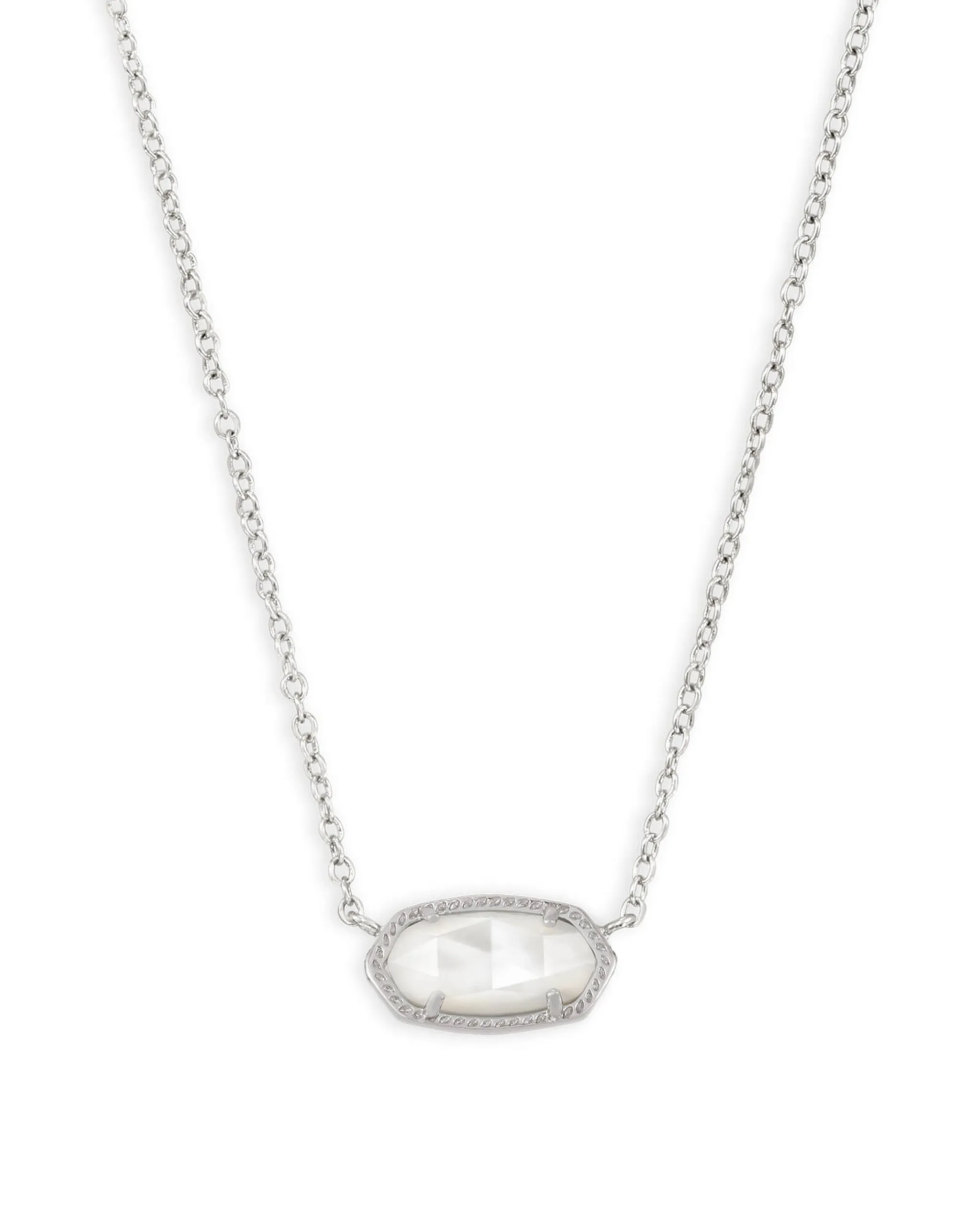 Kendra Scott Elisa Oval Pendant Necklace in Ivory Pearl and Rhodium