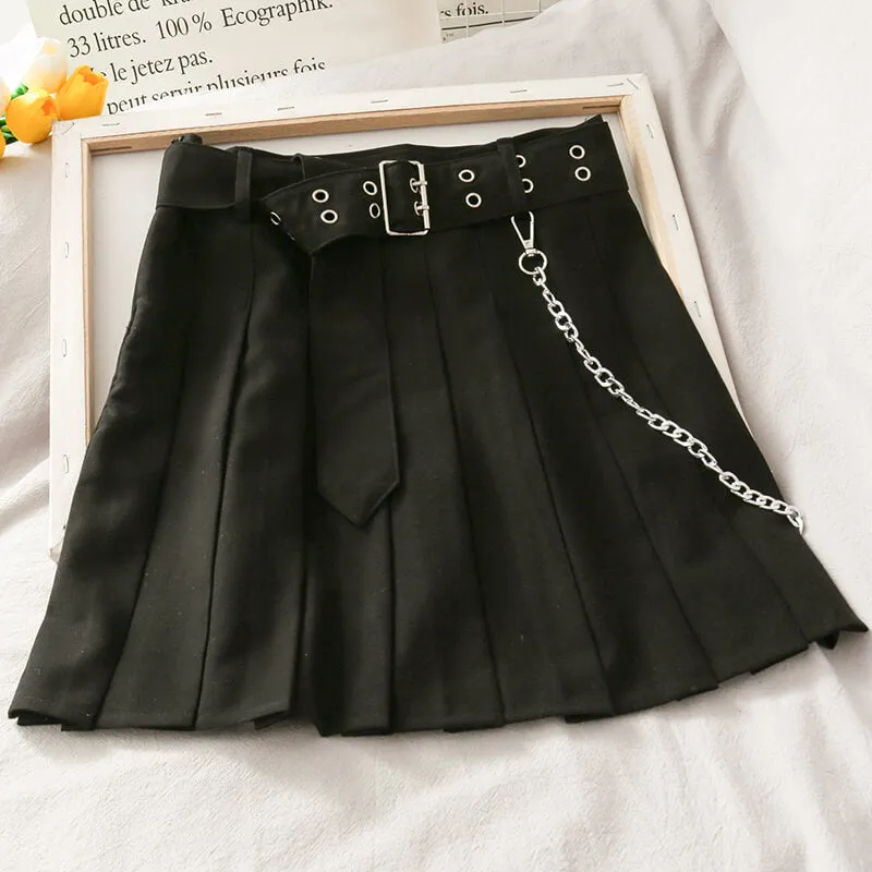 KOREAN FASHION PLEATED CHAIN SKIRT BY61901