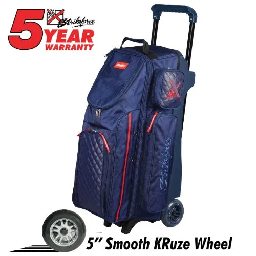 KR Strikeforce Diamond Navy Triple Roller Premium Bowling Bag