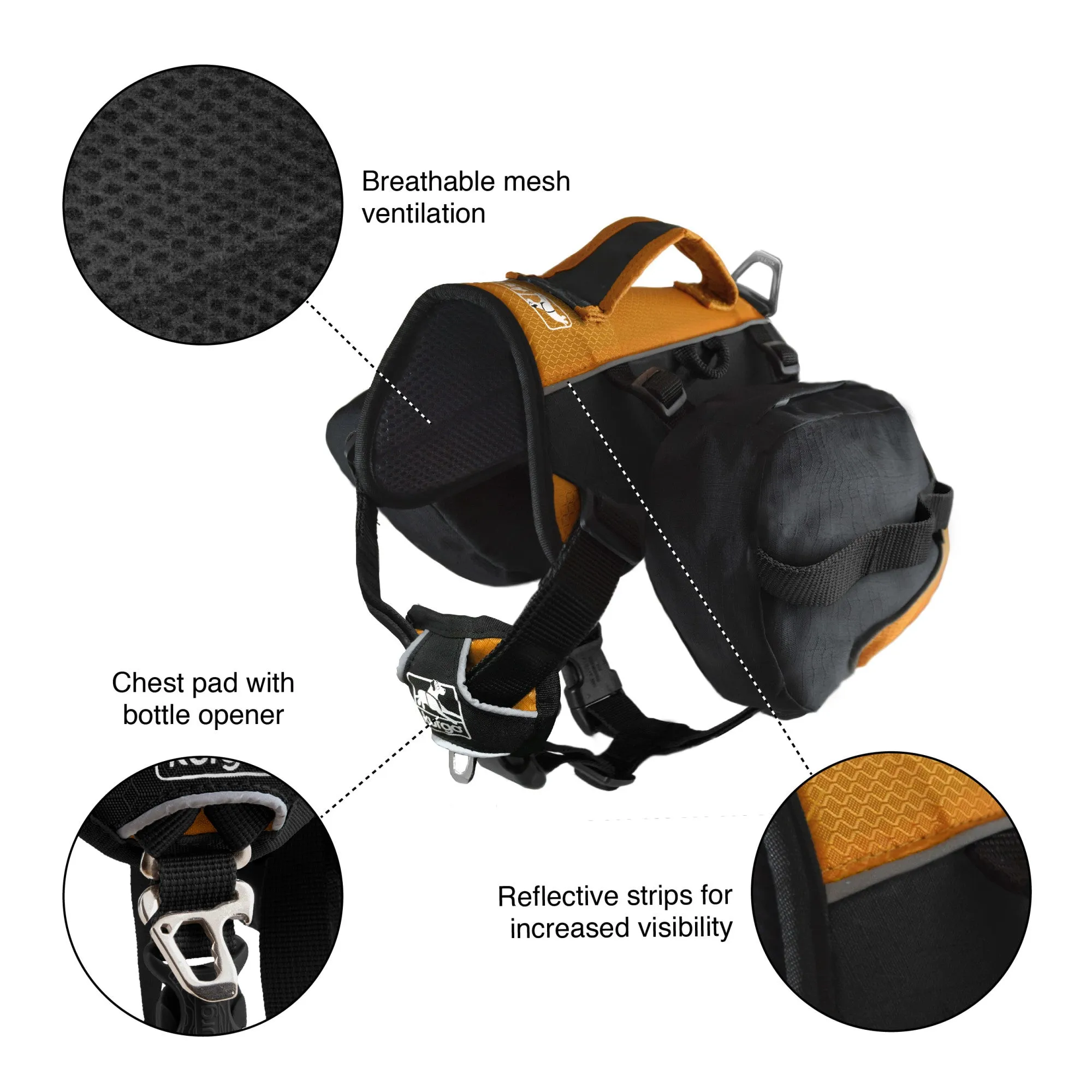 Kurgo Baxter Dog Backpack - Orange