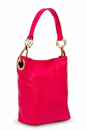 Leather Bucket Bag Berry