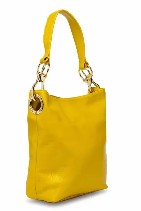 Leather Bucket Bag Mustard