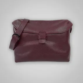 LEATHER MESSENGER BAG BURGUNDY