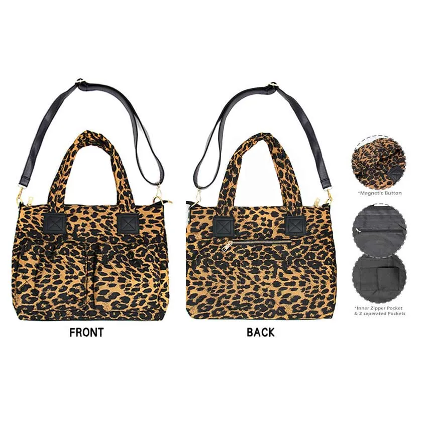 Leopard Puffer Tote Bag