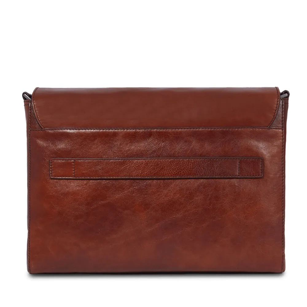 Sure, here is a revised version of the title with modifiers: THE BRIDGE Damiano Leather Brown Mens Messenger Bag