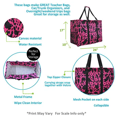 Neon Cow Hot Pink NGIL Mega Shopping Utility Tote Bag