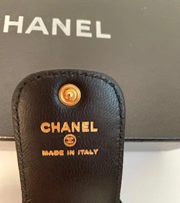 New in Box Chanel 07A 2007 Fall Black Leather Luggage Tag