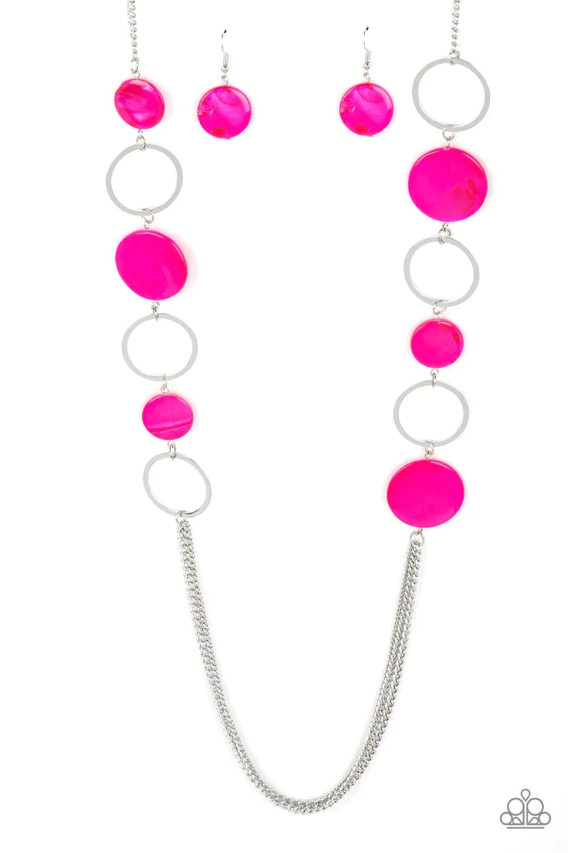 Paparazzi Beach Hub Pink Necklace & Earring Set