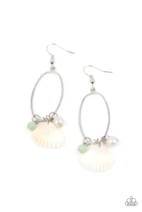 Paparazzi This Too SHELL Pass - Green Earrings