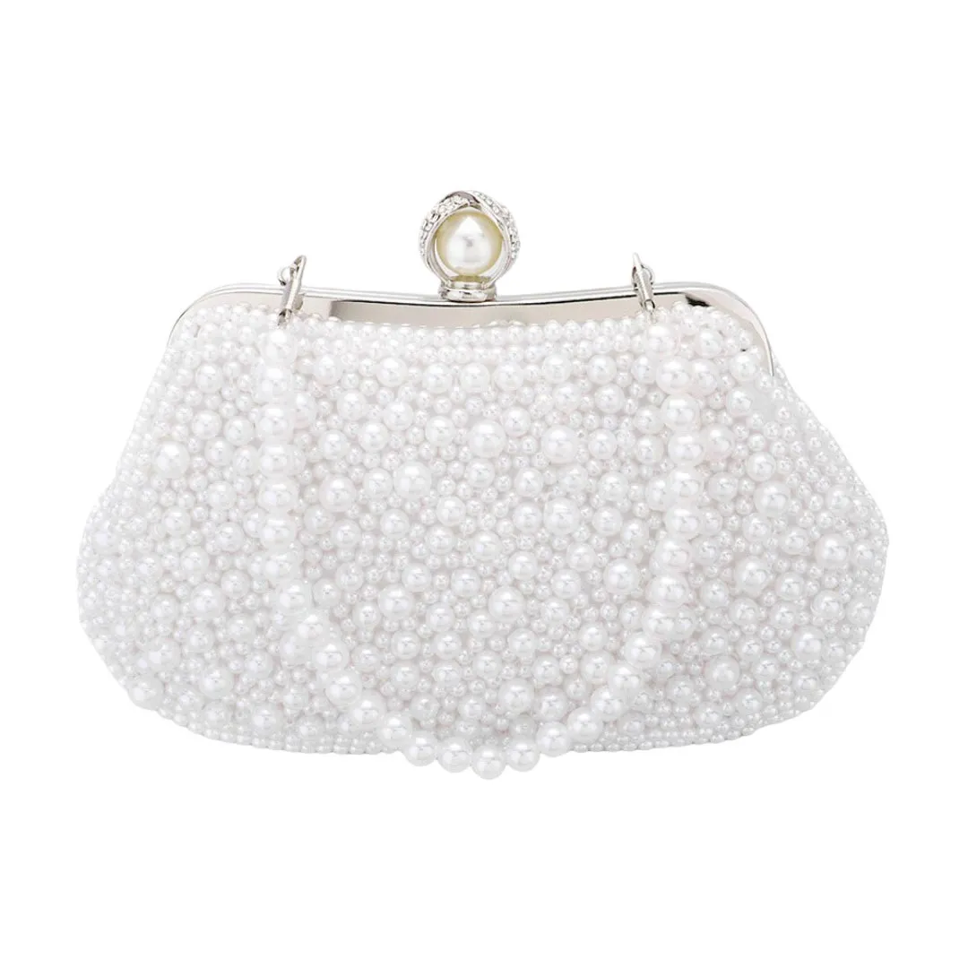 Pearl Cluster Evening Tote Clutch Crossbody Bag