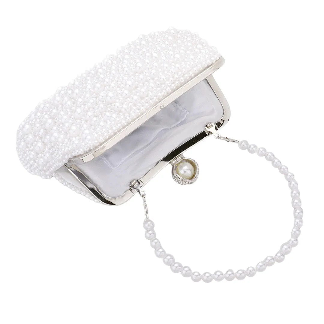 Pearl Cluster Evening Tote Clutch Crossbody Bag