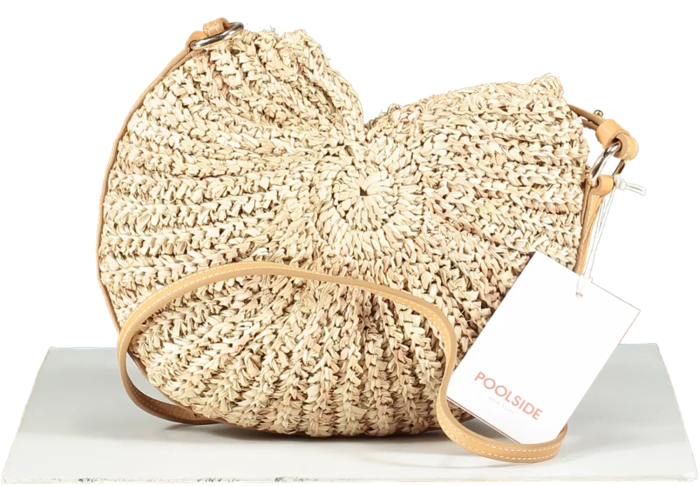 Poolside New York Beige Woven Conch Shell Bag With Leather Strap Bnwt One Size