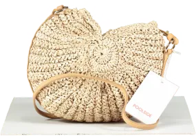 Poolside New York Beige Woven Conch Shell Bag With Leather Strap Bnwt One Size