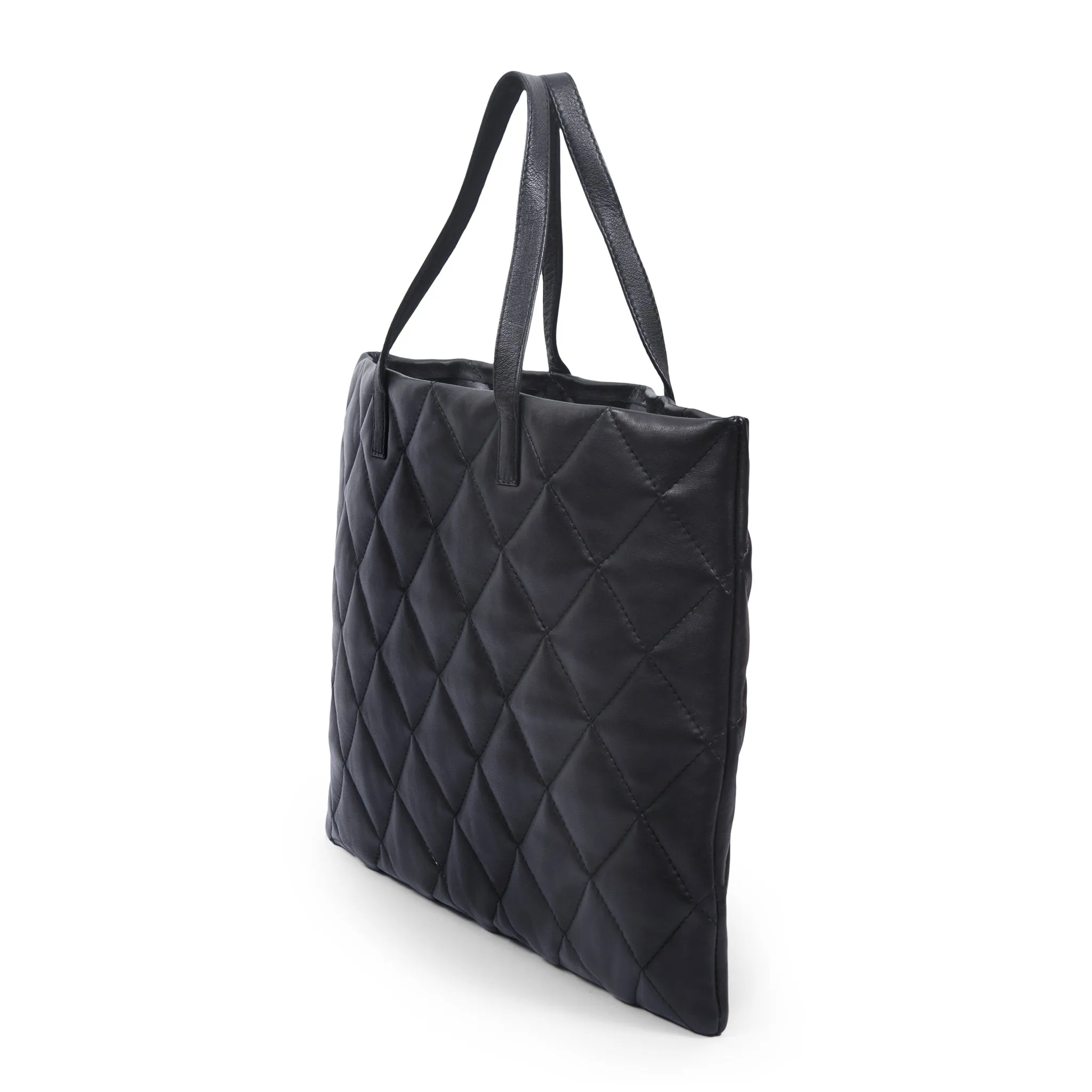 Quilted Leather Laptop Tote Bag