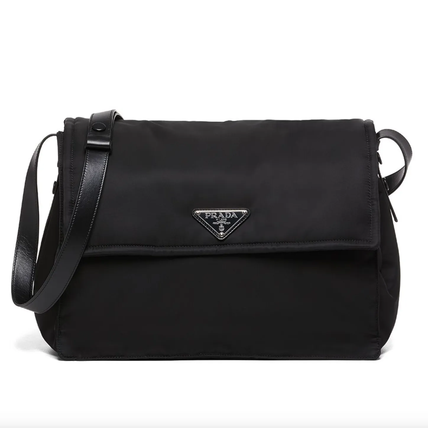 RE-NYLON LARGE PADDED SHOULDER BAG - BLACK