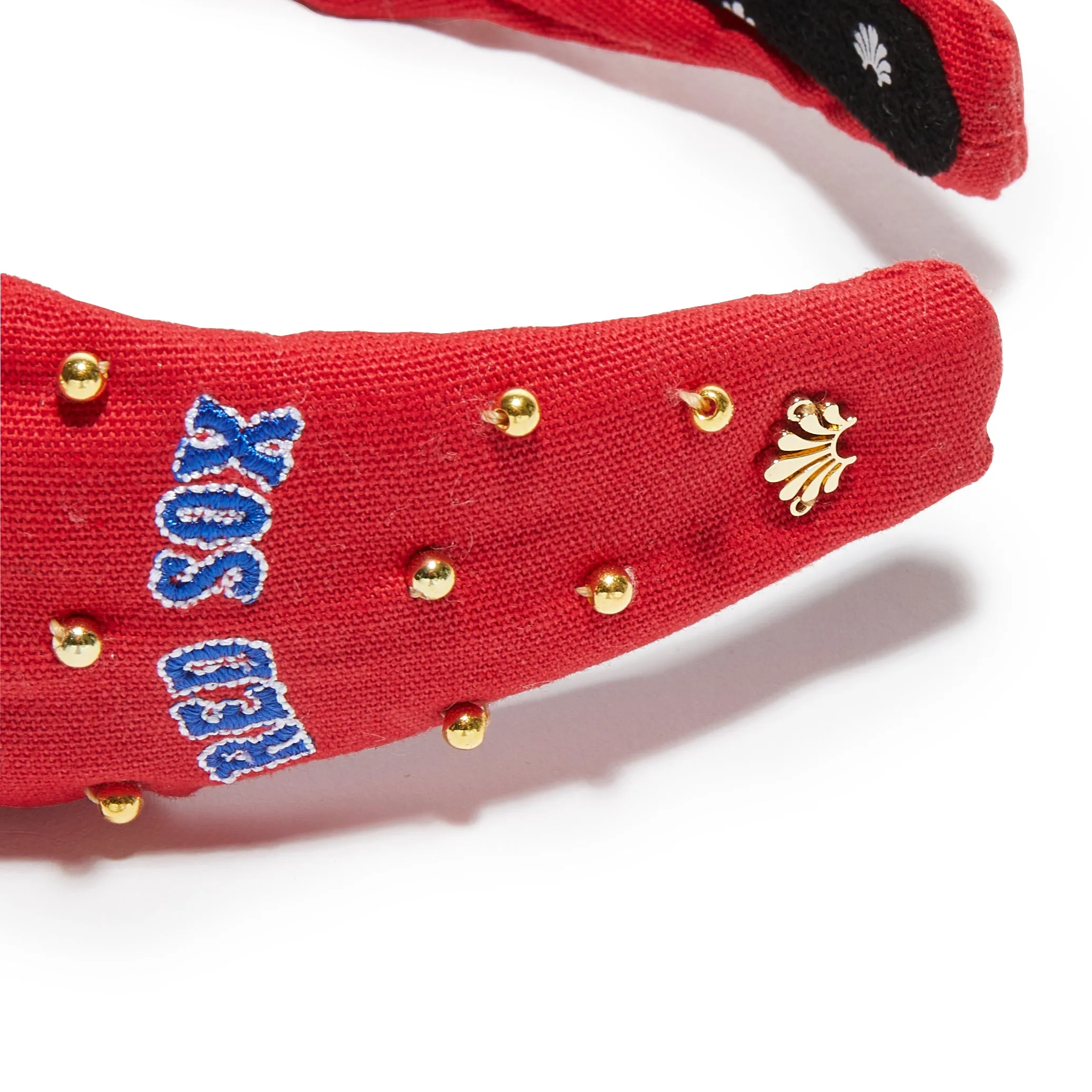 RED BOSTON RED SOX EMBELLISHED KNOTTED HEADBAND