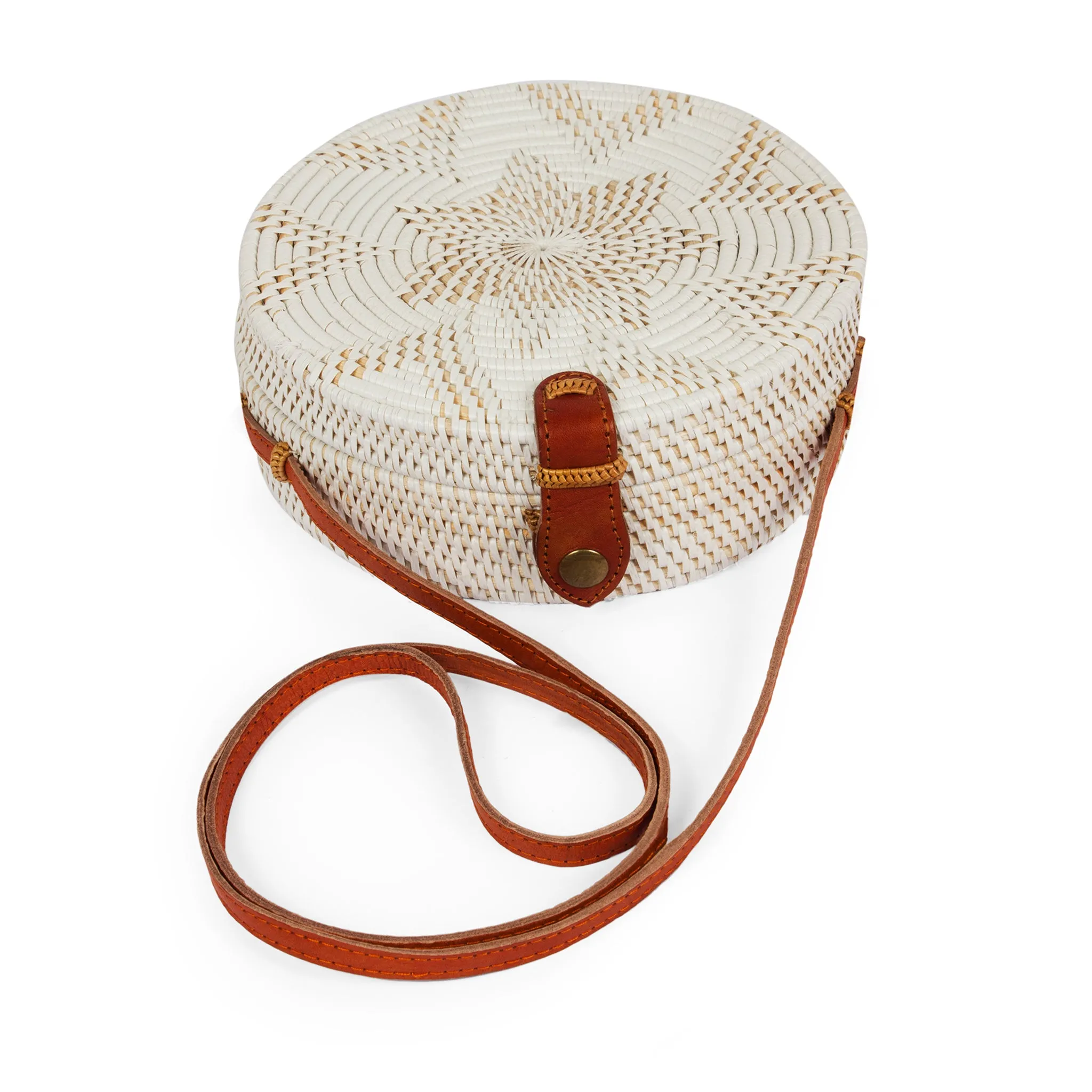 Round White Rattan Basket Bag