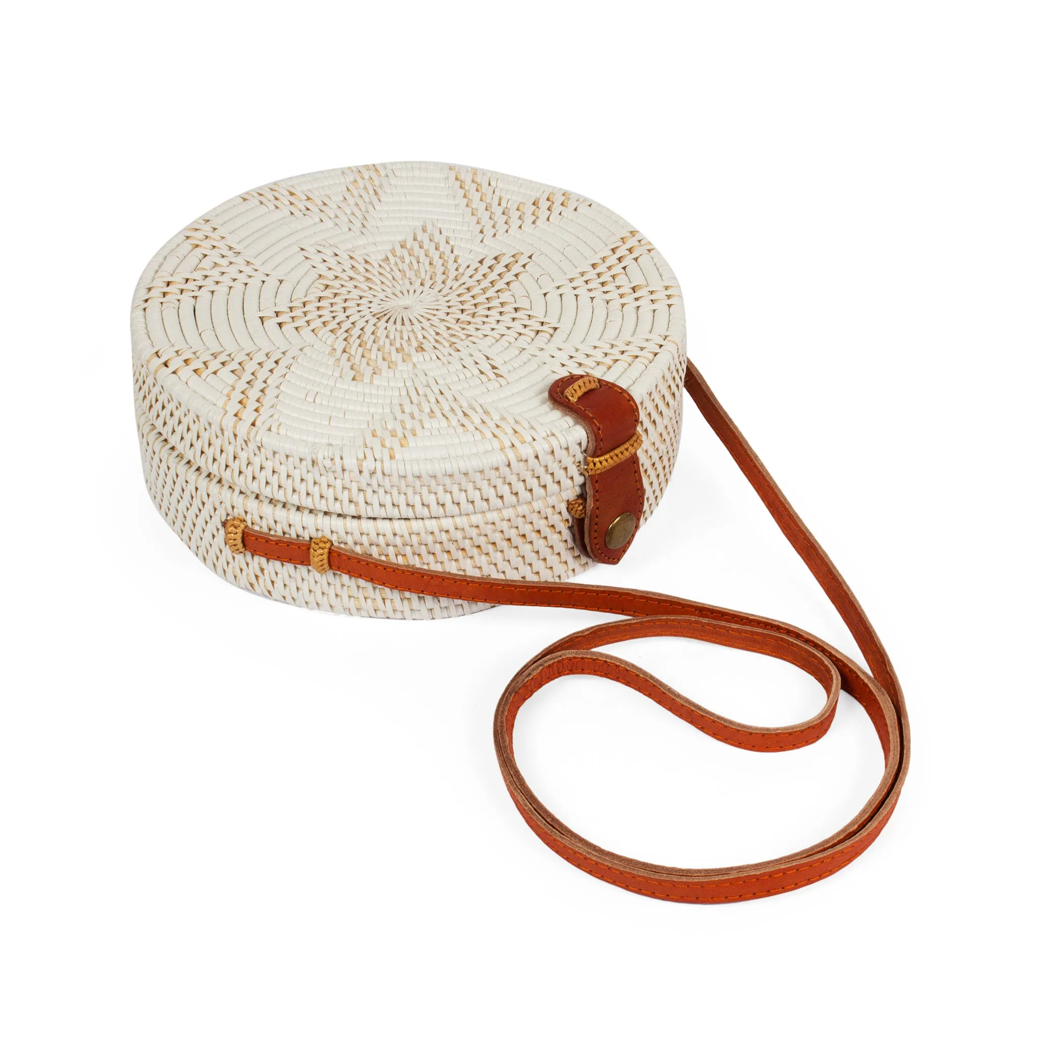 Round White Rattan Basket Bag