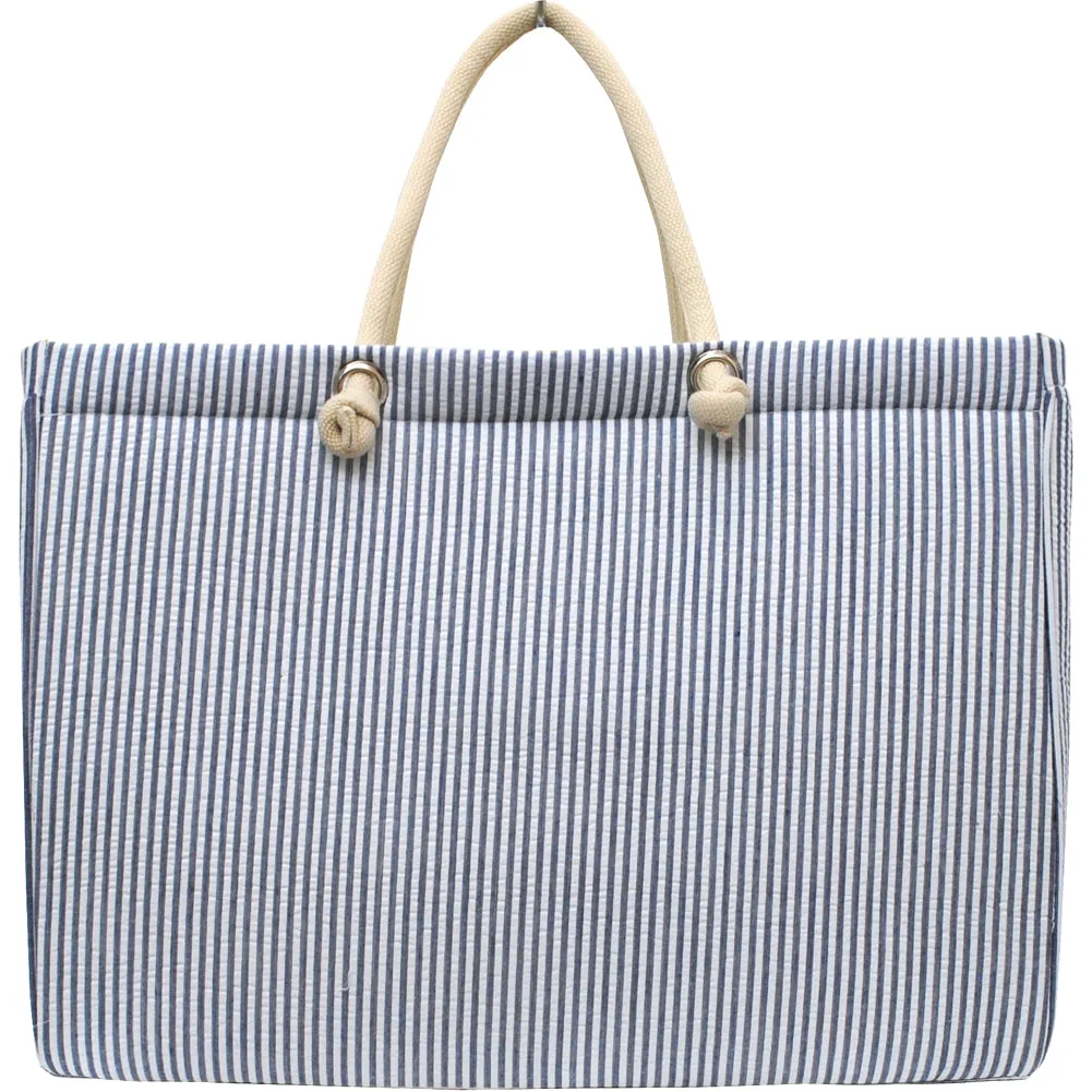 Seersucker Navy NGIL Large Rope Tote Bag