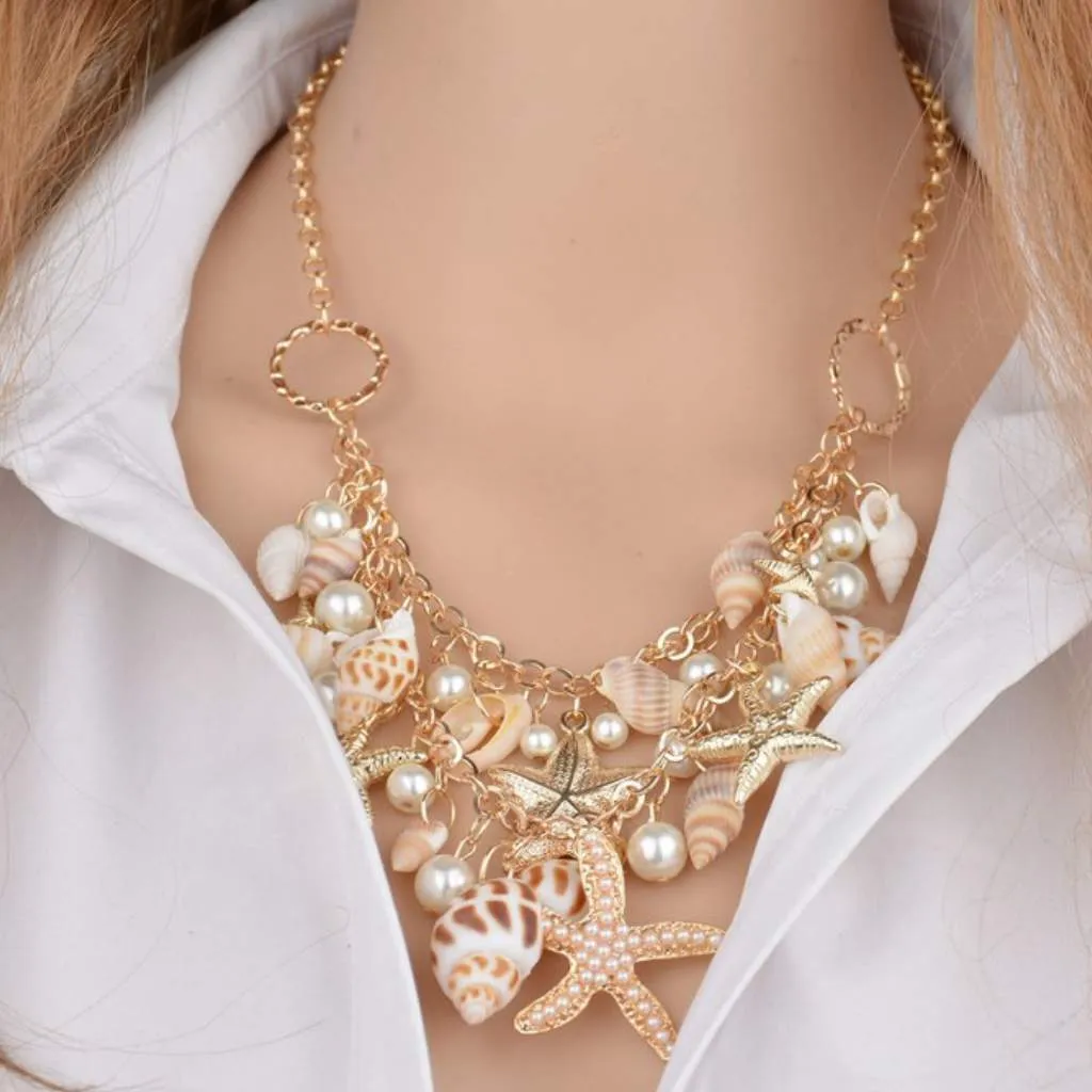 Shell Layered Gold Chain Necklace