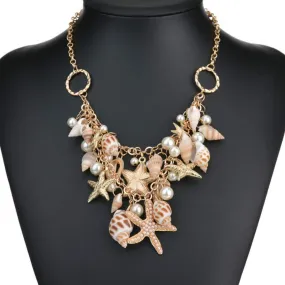 Shell Layered Gold Chain Necklace