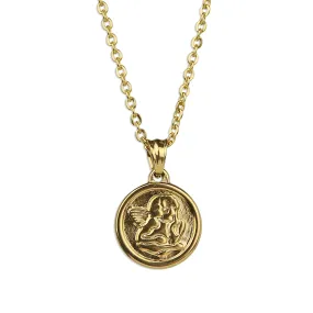 Small Guardian Angel Necklace - Gold