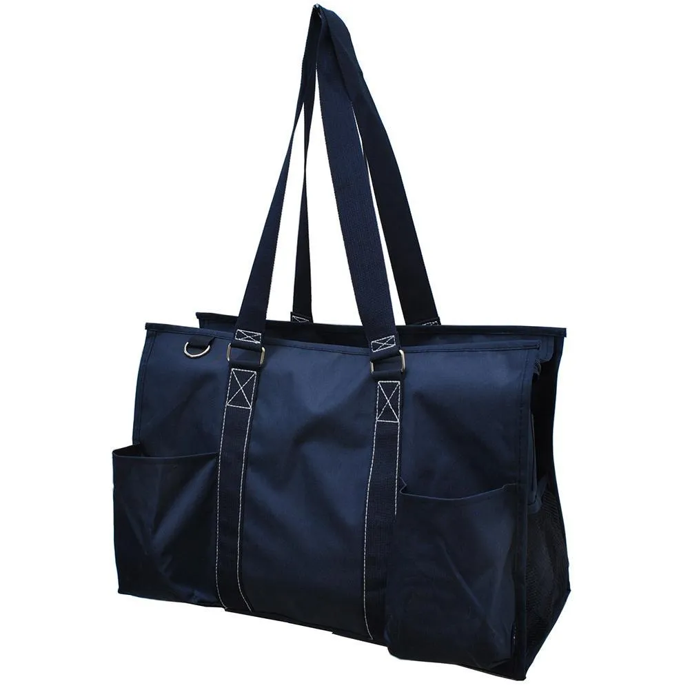 Solid Navy NGIL Zippered Caddy Large Organizer Tote Bag