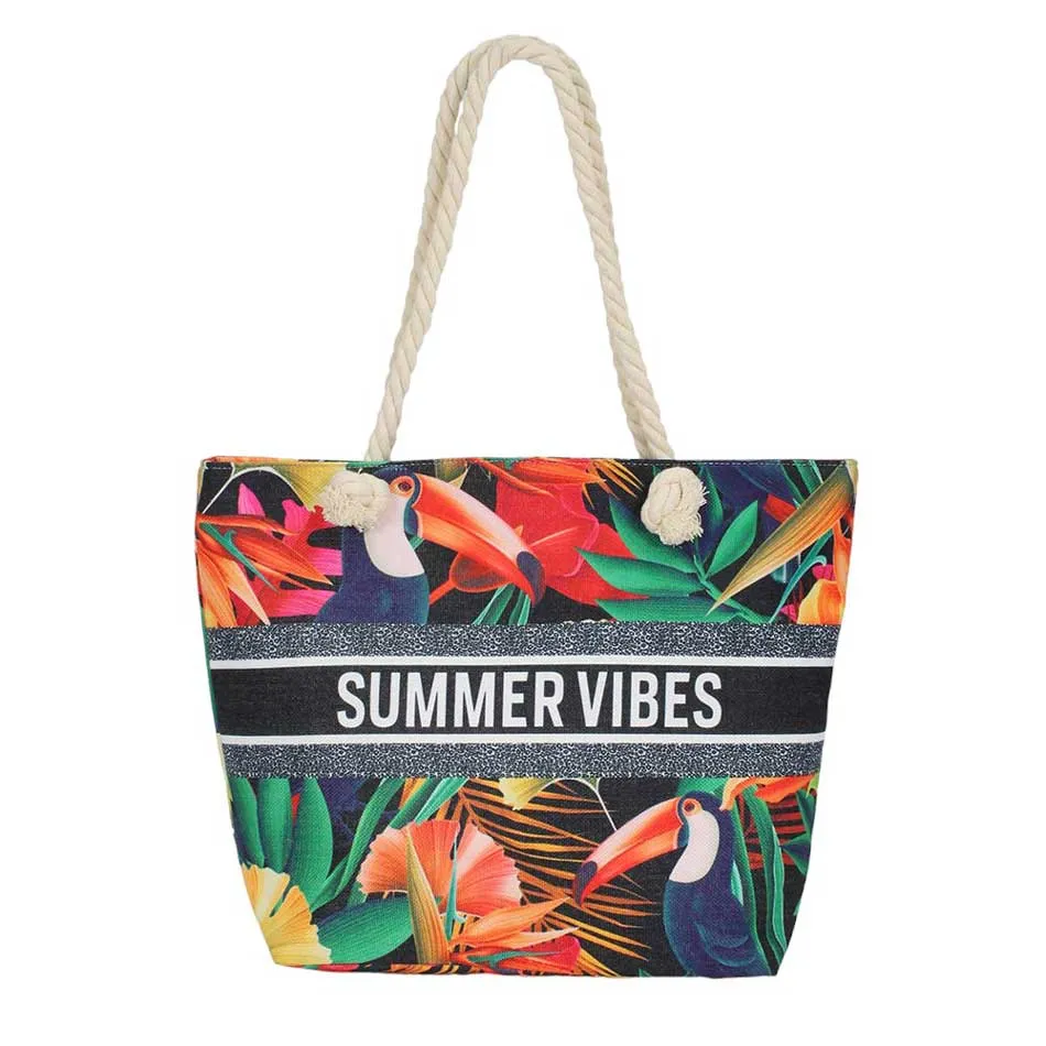 SUMMER VIBES Message Tropical Beach Bag Tote Bag