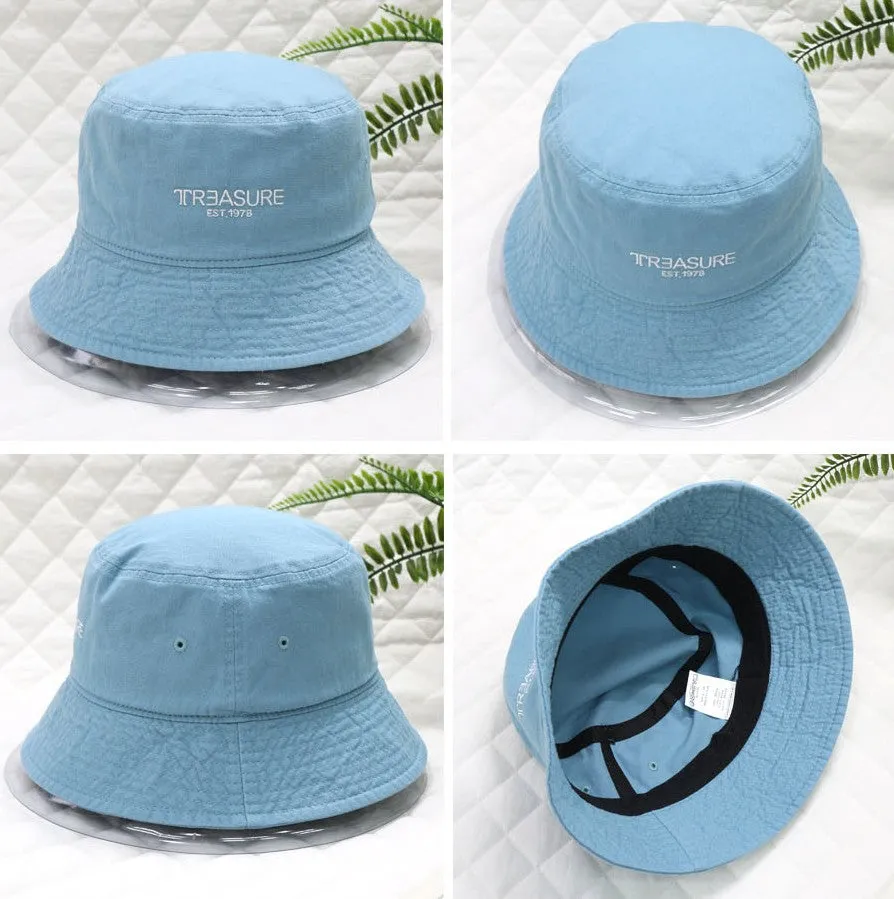 Treasure Embroidery Bucket Hats Unisex Casual Vintage Korean Kpop Fashion Accessory