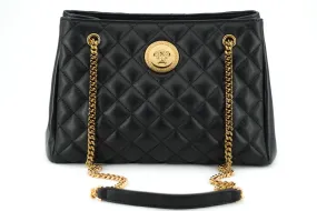 Versace Quilted Nappa Leather Medusa Tote Handbag 'Black'