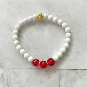 White and Red Beaded Bracelet